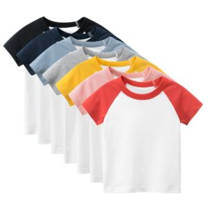 Kids Basic Color Blocking Round Neck Short-sleeved T-Shirt