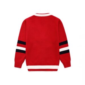 Kids Simple Preppy Stripe Single-breasted Knit Coat