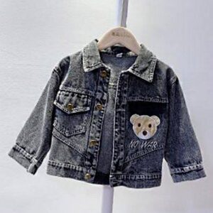 Girls Fashion Bear Decor Single-breasted Coat