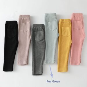 Girls Simple Solid Color Striped All-Match Cotton Pants