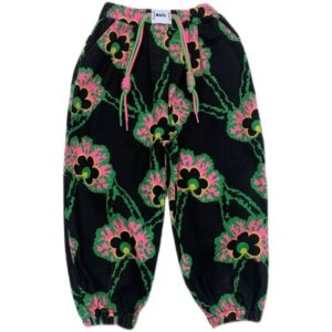 Girls Retro Flower Pattern Lacing Design Pants