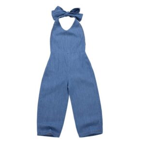 Girls Simple Solid Color Halterneck Pants