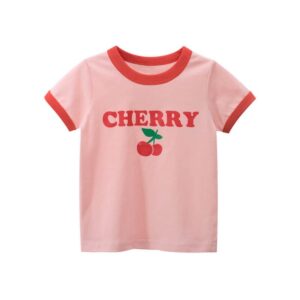 Girls Simple Letter Fruit Print T-Shirt