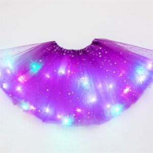 Girls Creativity Sequins Led Luminous Design Fluffy Tutu Skirt