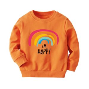 Fashion Girls Cartoon Rainbow Pattern Round Neck Sweatshirt