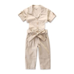Girls Casual Short Sleeve Jumpsuits