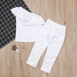 Fashion Girl One-Shoulder Ruffled Sleeve Top And Trousers Set