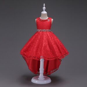 Elegant Girls Sleeveless Belt Design Performace Mullet Dress