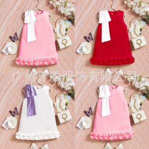 Girls Fashion Solid Color Sleeveless Ruffled Dress