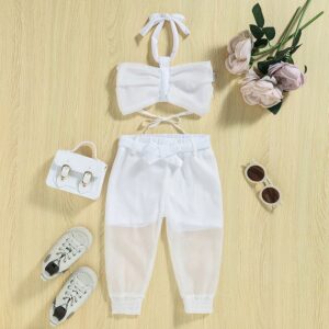 Kids Fashion Casual Solid Color Suspender Pants Set