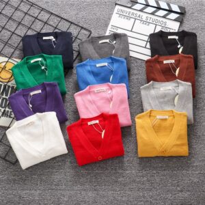 Kids Toddler Girls Fashion V-Neck Solid Cardigan Jacket