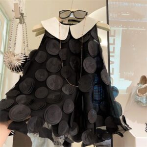 Kids Toddler Girls Fashion Casual Sleeveless Lapel Dress