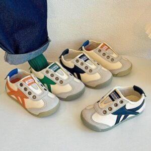 Kids Boys And Girls Fashion Casual Color Block Soft Sole Sneakers