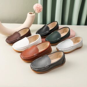 Kids Boys And Girls Fashion Casual Solid Color Leather Shoes