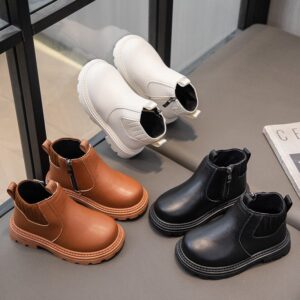 Kids Boy And Girl Fashion Autumn And Winter Leather Soft Sole Boots