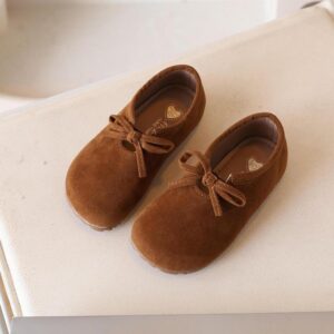 Girls Fashion Autumn Solid Color Bowknot Leather Shoes