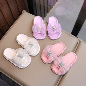 Girls Fashion Cute Bear Butterfly Non-Slip Soft Bottom Slippers