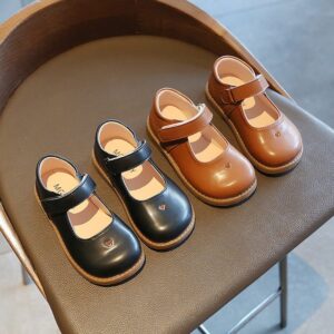 Girls Fashion Cute Solid Color Soft Sole Pu Leather Shoes