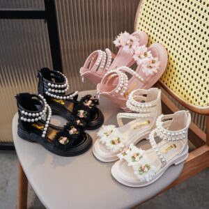 Summer Fashion Girls Floral Pearl Sandals