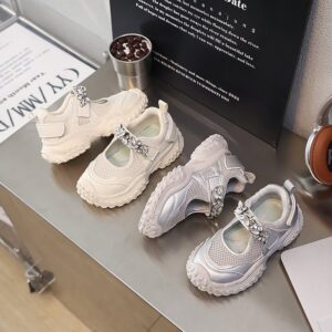 Kids Girls Casual Slip On Mesh Cloth Thick-Soled Sandals