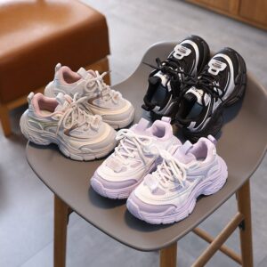 Kids Boys Girls Casual Sports Mesh Cloth Thick-Soled Sneakers