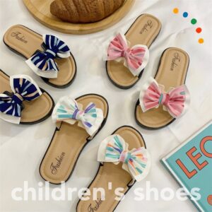 Children Kids Toddlers Girls Bow Princess Slippers Shoes
