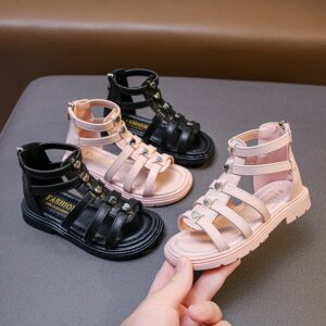 Kids Girls Fashion Casual Rivet Gladiator High Top Sandals