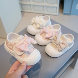 Kids Girls Casual Velcro Flat Bow First Walkers Shoes