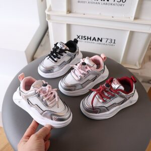 Kids Boys Girls Casual Versatile Lace-Up Mesh Thick-Soled Sneakers