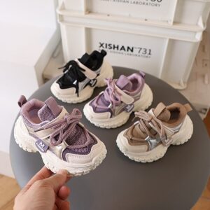 Kids Boys Girls Casual Versatile Velcro Lace-Up Thick-Soled Sneakers