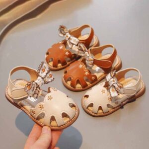 Kids Girls Fashion Casual Flower Bow Cover Toe Sandals