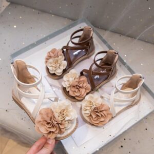 Kids Girls Fashion Casual Flower Gladiator High Top Sandals