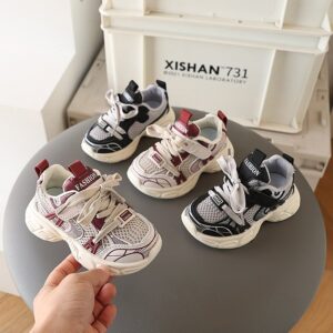 Kids Boys Girls Casual Versatile Velcro Lace-Up Thick-Soled Sneakers