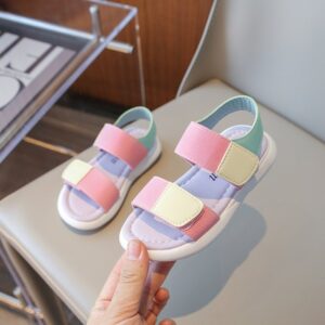 Kids Girls Casual Cute Velcro Color Matching Flat Sandals