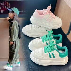 Kids Boys Girls Casual Versatile Sports Lace-Up Thick-Soled Sneakers