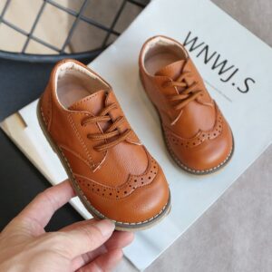 Boys Fashion Casual Solid Color Pu Leather Soft Sole Shoes