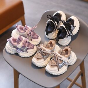 Kids Unisex Casual Versatile Mesh Lace-Up Thick-Soled Sneakers