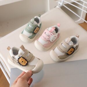 Kids Boys Girls Cute Velcro Flat Cover Toe First Walkers Shoes