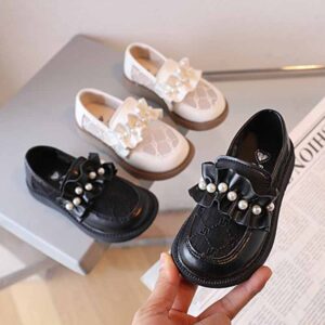Kids Girls Casual Cute Pearl Slip On Ventilated Flat Shoes