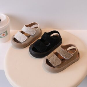Kids Boys Girls Casual Cute Solid Color Velcro Flat Sandals