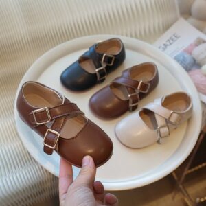 Kids Girls Casual Cute Cross Strap Flat Slip On Shoes