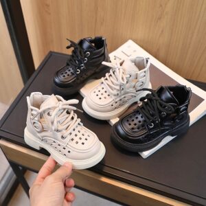 Kids Unisex Fashion Casual British Style Thick-Soled Lace-Up Boots