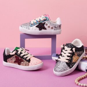 Children Kids Baby Fashion Girls Boys Multicolor Sequins Star Casual Shoes