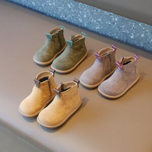 Children Vintage Frosted Solid Color PU Boots