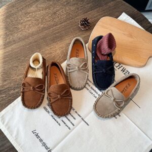 Kids Boys Girls Casual Cute Bow Solid Color Slip On Low Top Flat Shoes