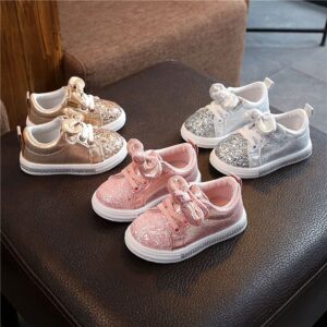 Girl Shine Sequins Bowkont Design Casual Sneakers Shoes