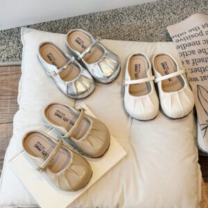 Children Girls Elegant Solid Color PU Flats