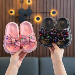Kids Girls Casual Cute Bow Thick-Soled Slippers