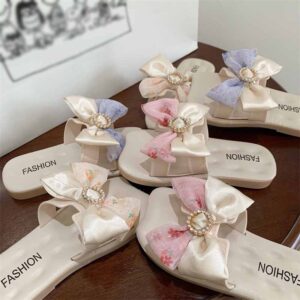Kids Girls Casual Cute Bow Flat Slippers