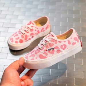Kids Girls Casual Leopard All Over Print Canvas Shoes